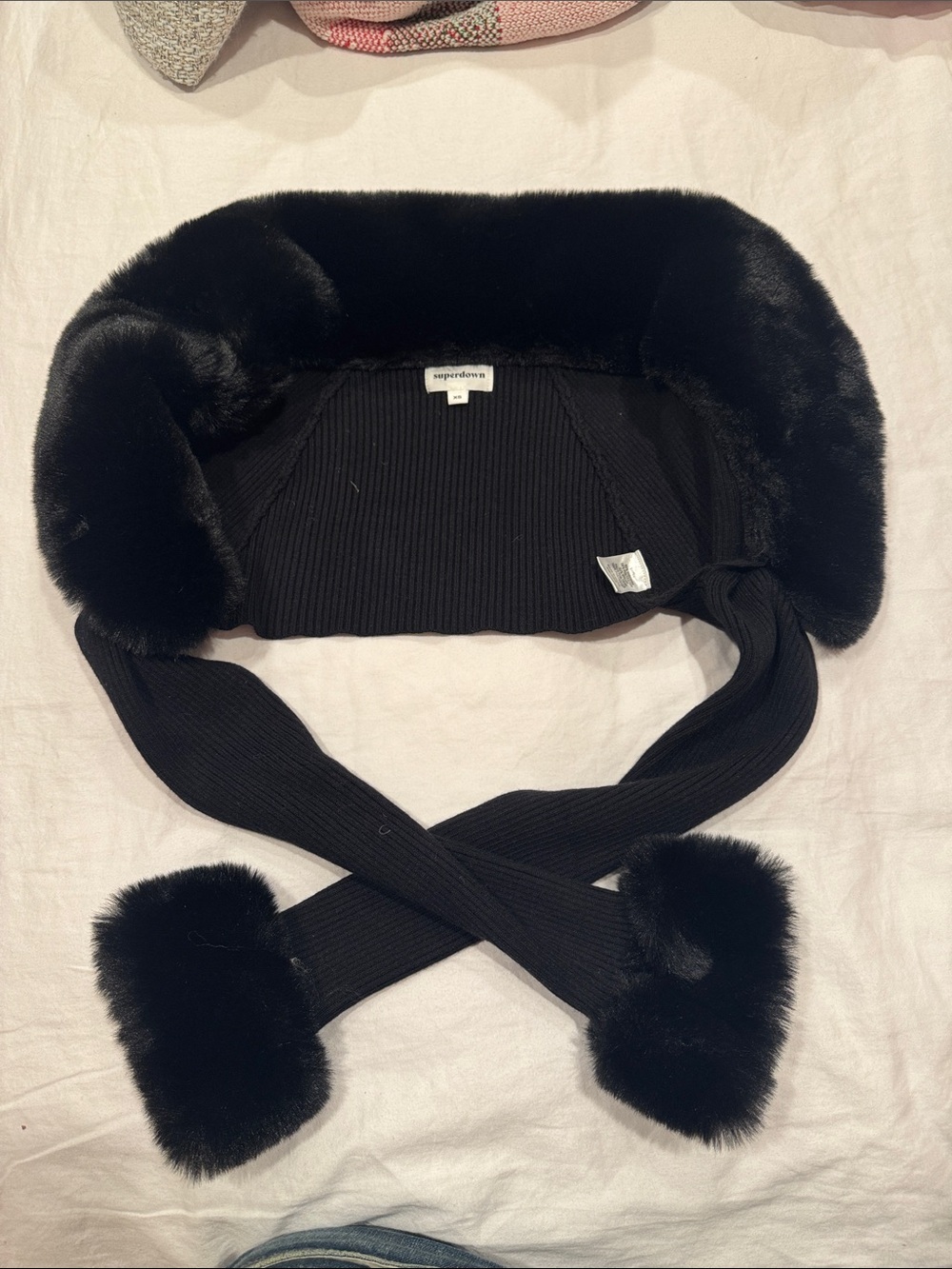 Black faux fur shoulder wrap/stole